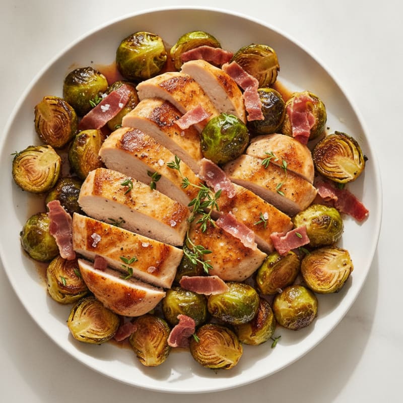 Balsamic Glazed Brussels Sprouts with Prosciutto