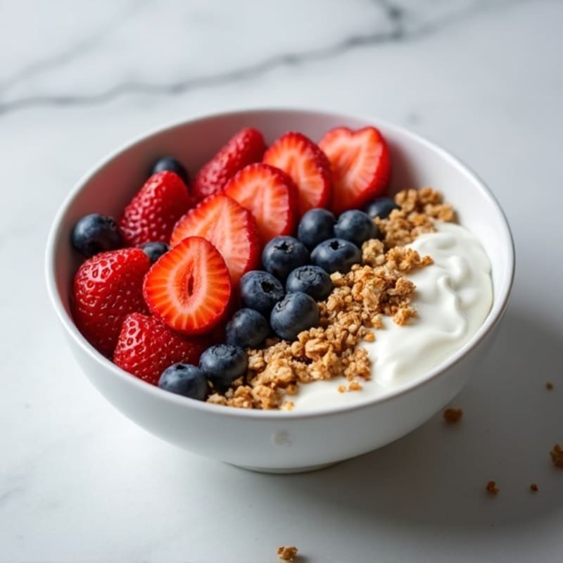 Creamy Greek Yogurt Bowl with Fresh Berries and Crunchy Granola