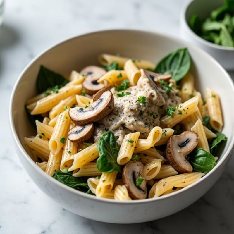 Healthy Creamy Truffle Mushroom Pasta