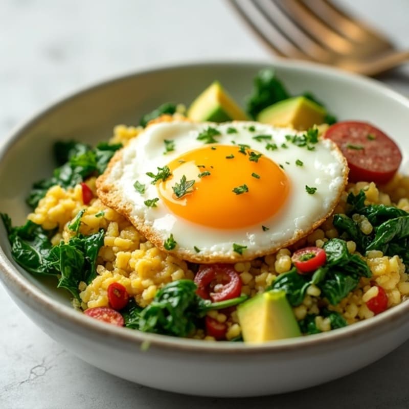 Egg White Spinach Scramble with Turkey Sausage