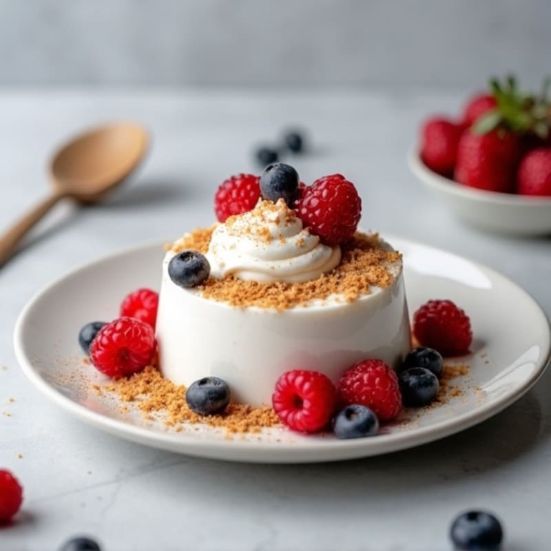 Greek Yogurt Protein Mousse with Almond Butter and Berries