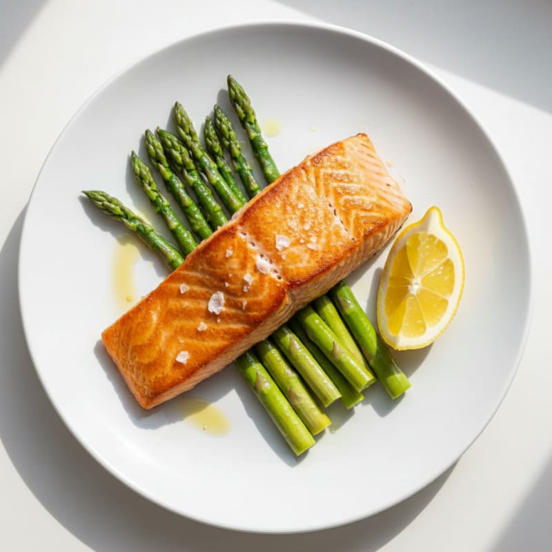 Seared Salmon with Steamed Asparagus