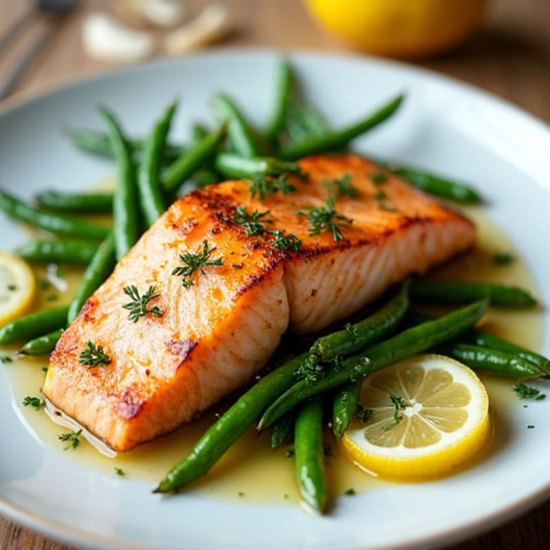 Lemon-Herb Roasted Salmon with Crispy Green Beans