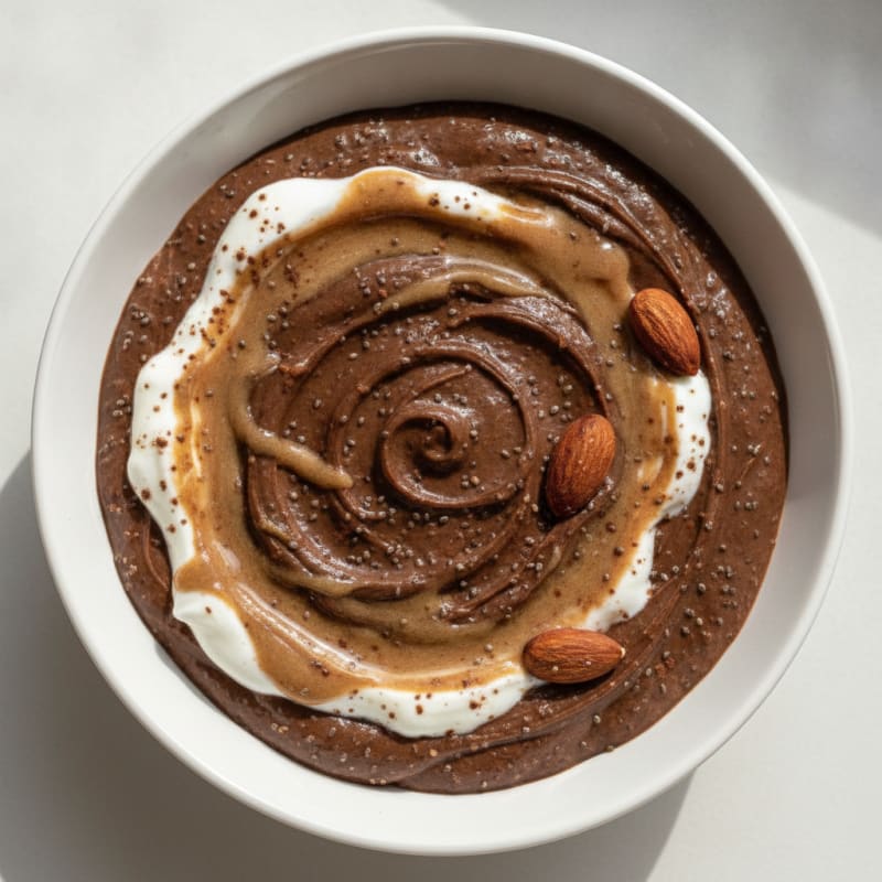 Silky Chocolate Protein Pudding with Almond Butter