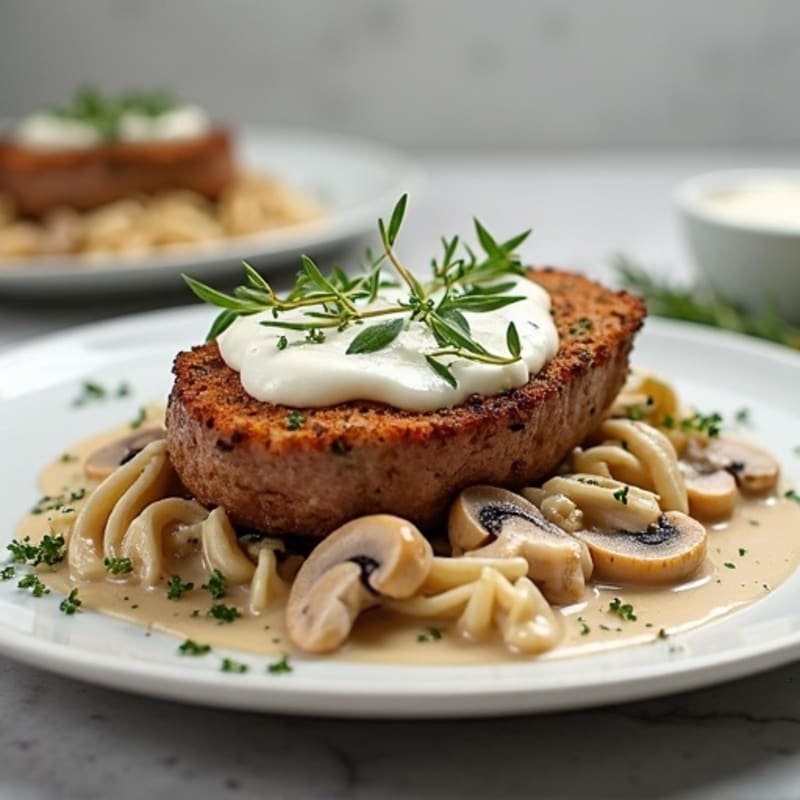 Herb-Crusted Beef Tenderloin with Creamy Mushroom Sauce