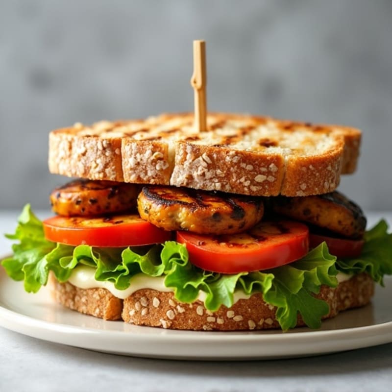 Fresh Grilled Vegetable Sandwich with Marinated Tempeh