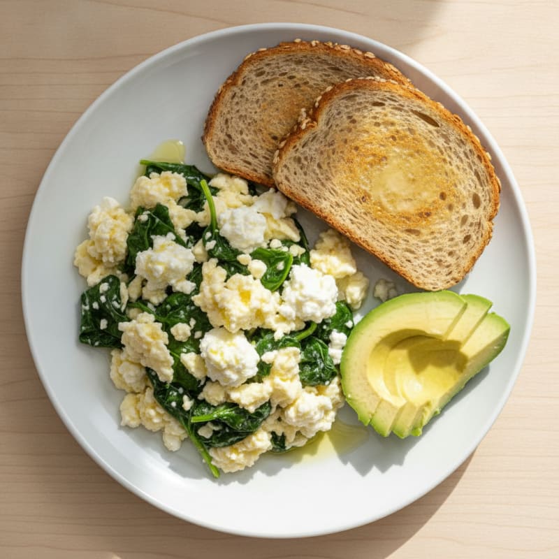 Egg White Scramble with Spinach and Cottage Cheese