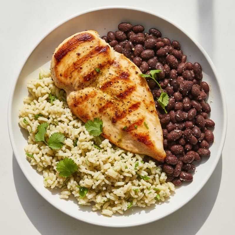 Chicken Breast with Cilantro-Lime Rice and Black Beans