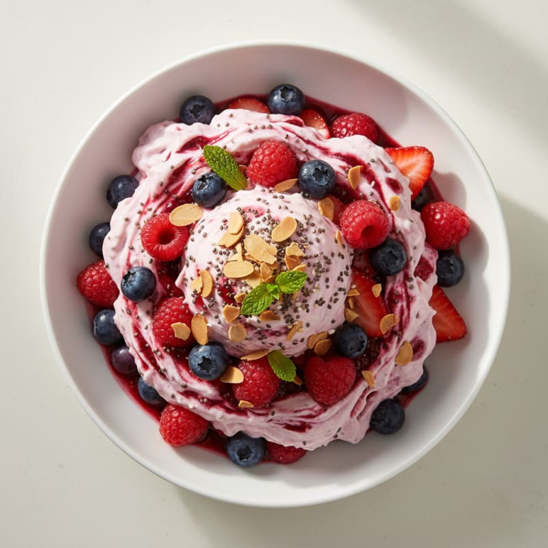 Creamy Greek Yogurt Protein Mousse with Mixed Berries