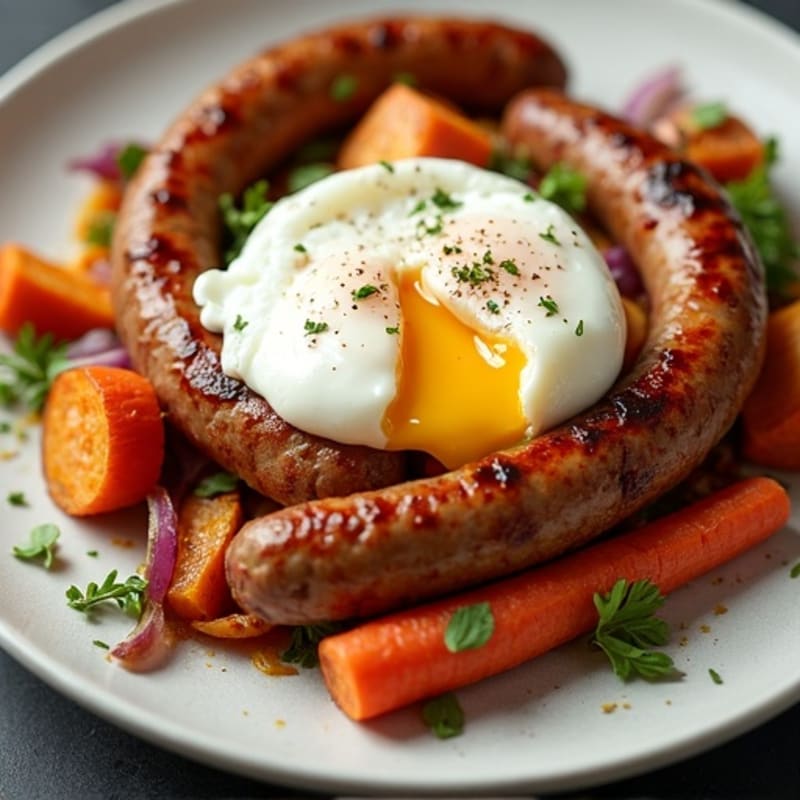 Sheet Pan Roasted Root Vegetables with Crispy Chicken Sausage