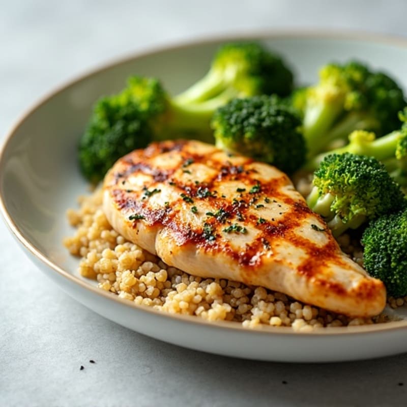 Grilled Chicken Breast with Quinoa and Steamed Broccoli