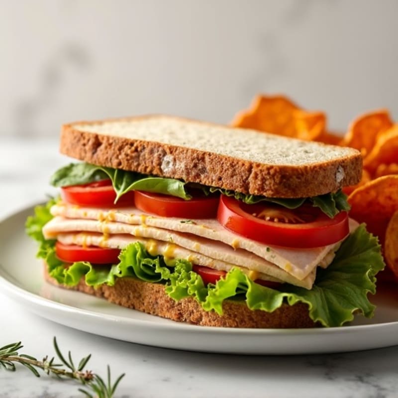 Herb-Roasted Turkey Club with Baked Sweet Potato Chips