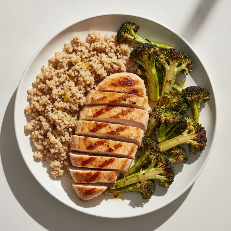 Grilled Chicken Breast with Roasted Broccoli and Quinoa