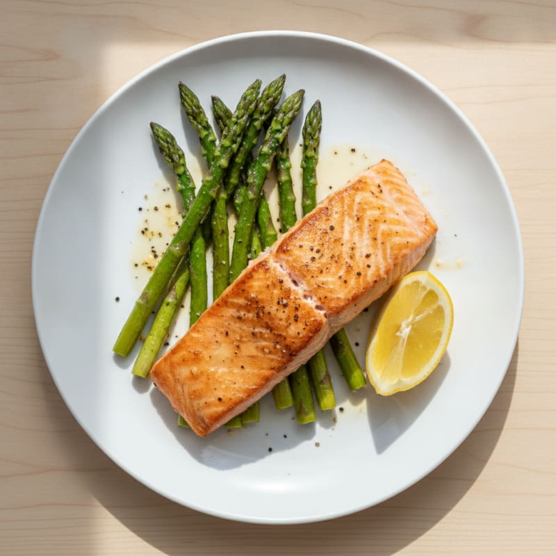 Pan-Seared Salmon with Roasted Asparagus