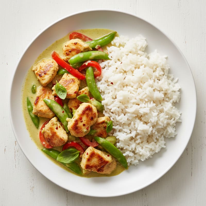 Green Curry Chicken with Coconut Rice