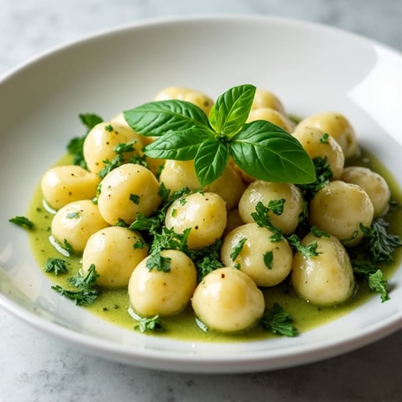 Creamy Pesto Cauliflower Gnocchi with Fresh Herbs