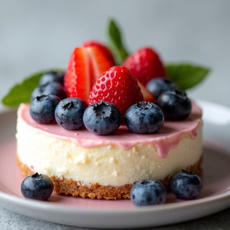 Greek Yogurt Protein Cheesecake with Fresh Berries