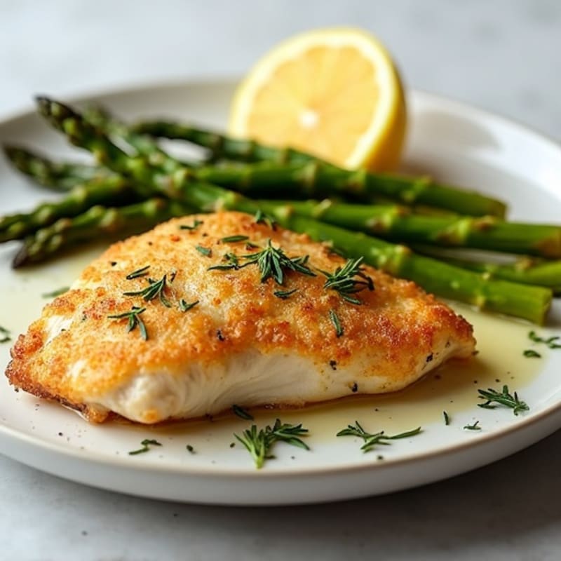 Crispy Lemon Herb Chicken with Roasted Asparagus