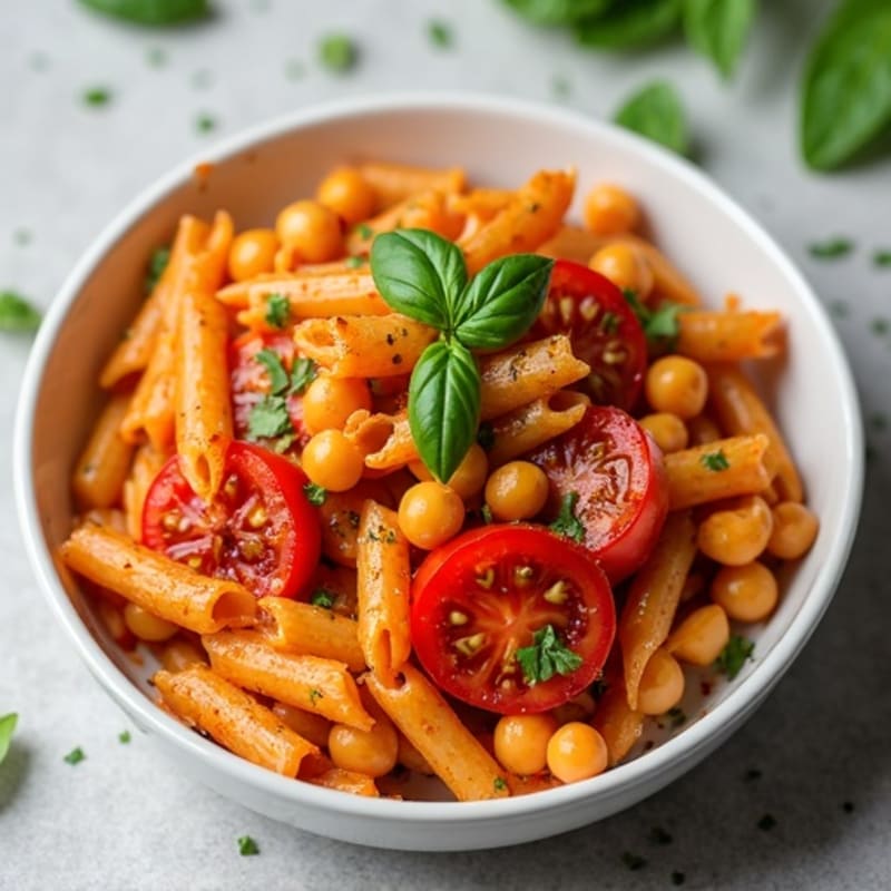 Protein-Packed Lentil Chickpea Pasta with Roasted Tomato Sauce