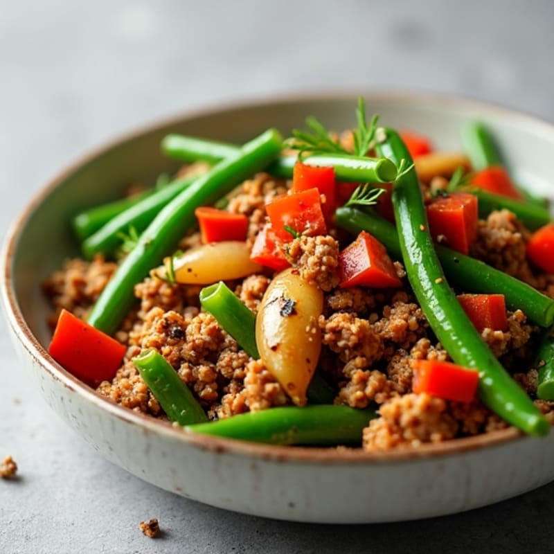 Savory Ground Turkey and Crispy Green Bean Skillet