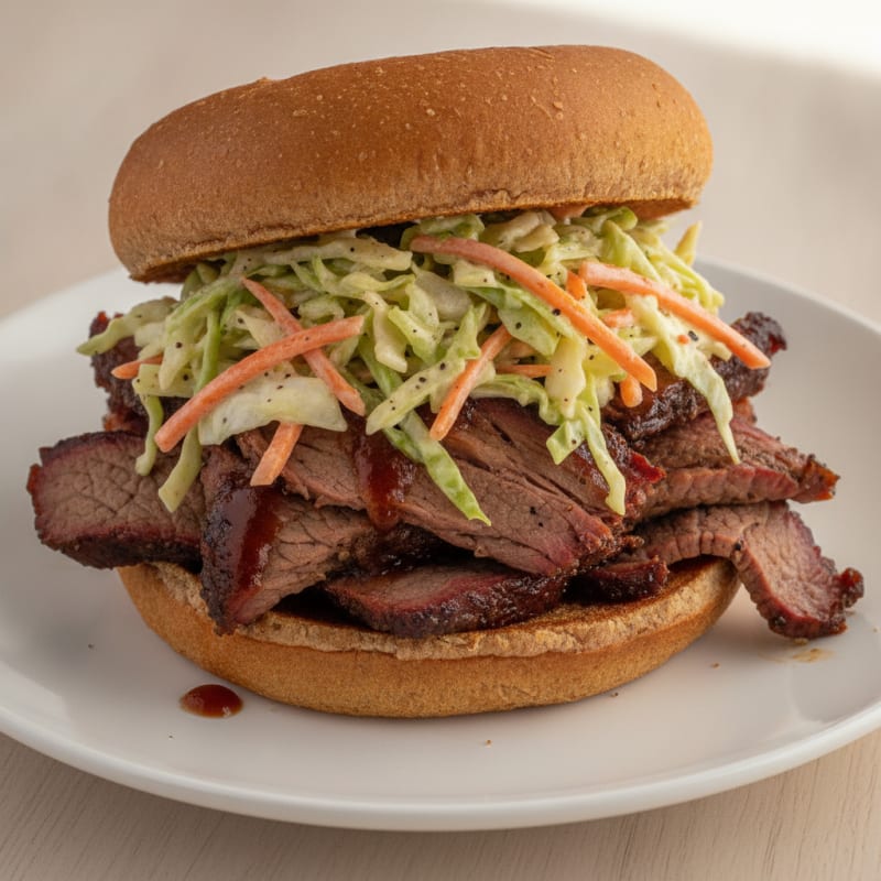 Smoky Brisket Sandwich with Tangy Slaw