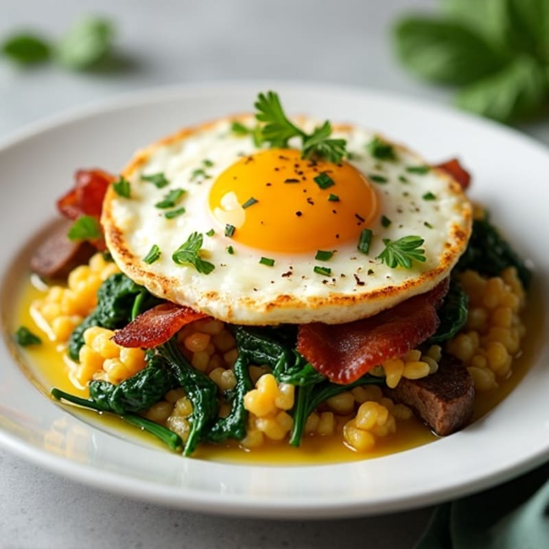 Egg White Scramble with Spinach, Turkey Bacon & Steak