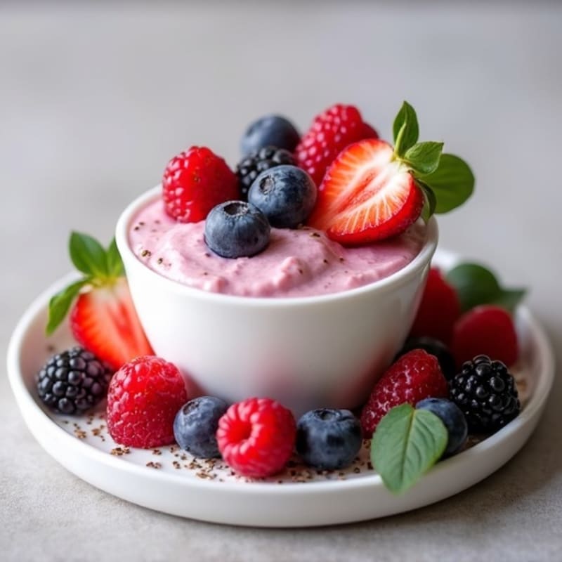 Greek Yogurt Protein Mousse with Mixed Berries