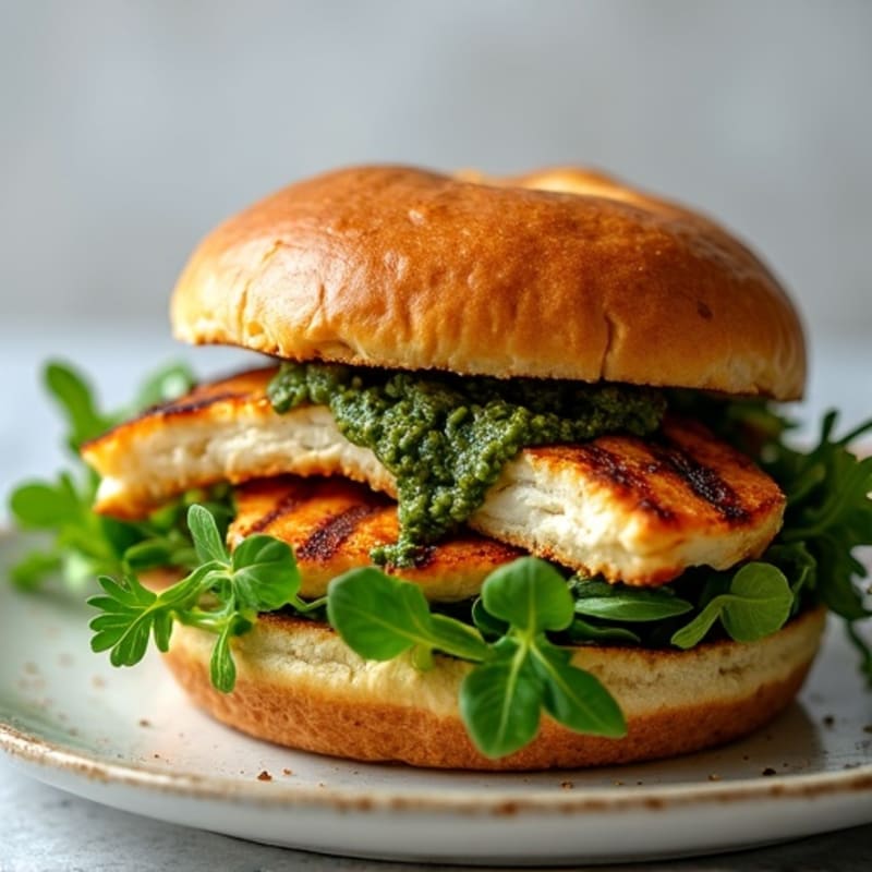 Herb-Pesto Grilled Chicken Sandwich with Fresh Greens