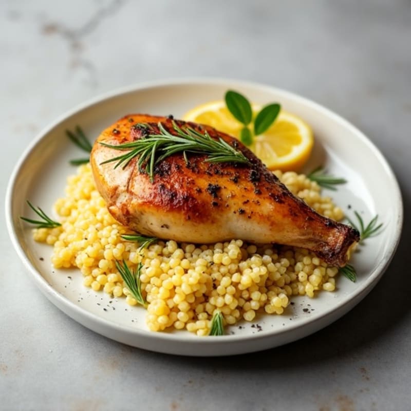 Herb-Roasted Chicken with Lemon Garlic Couscous