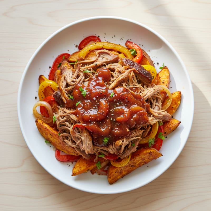 Smoky Pulled Pork with Crispy Sweet Potatoes