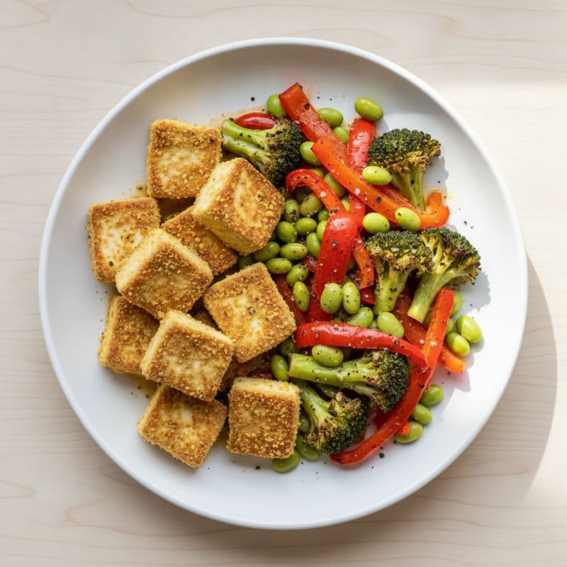 Pan-Seared Tofu with Roasted Vegetables