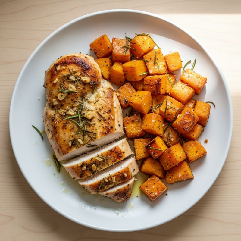 Garlic Herb Chicken with Roasted Sweet Potatoes