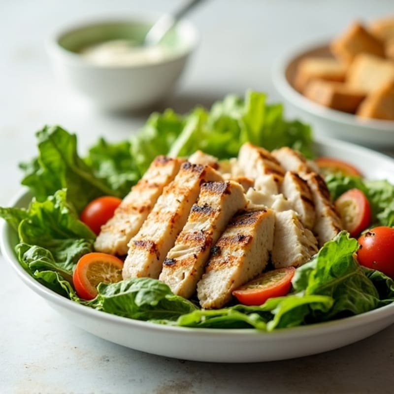 Grilled Chicken Caesar Salad with Crispy Romaine