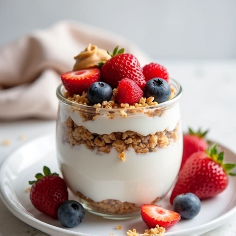 Creamy Greek Yogurt Parfait with Mixed Berries and Almond Butter