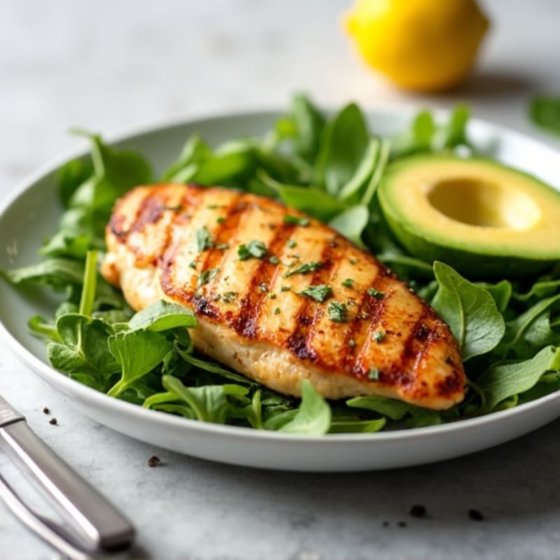Grilled Chicken Breast with Mixed Greens and Lemon Vinaigrette