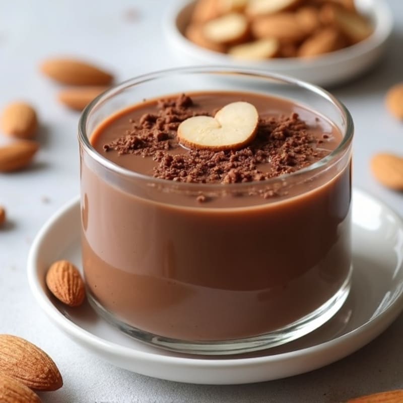 Silky Chocolate Protein Pudding with Sliced Almonds