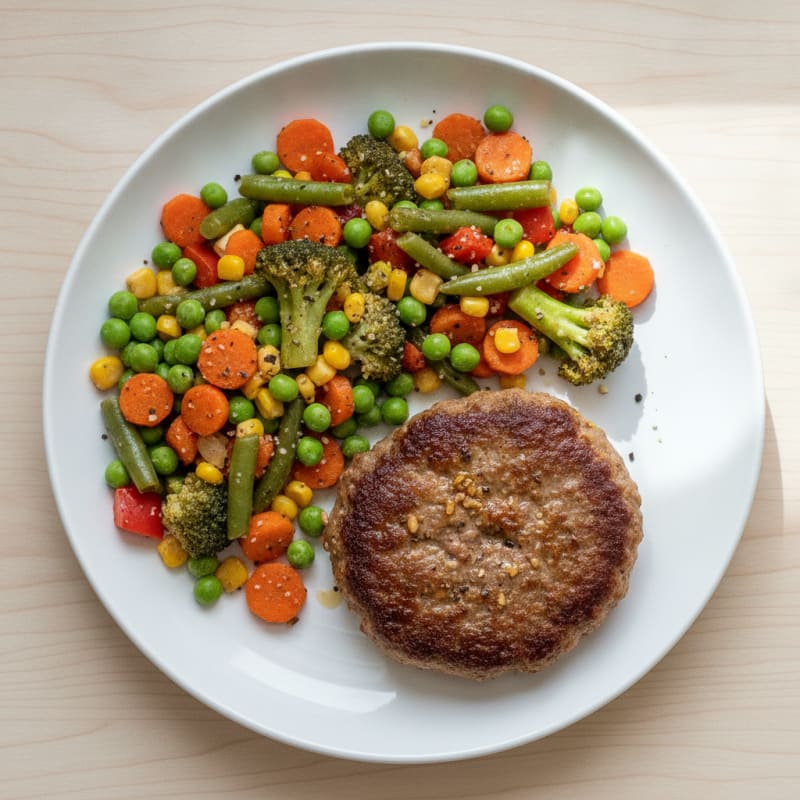 Hamburger and Frozen Vegetable Bowl