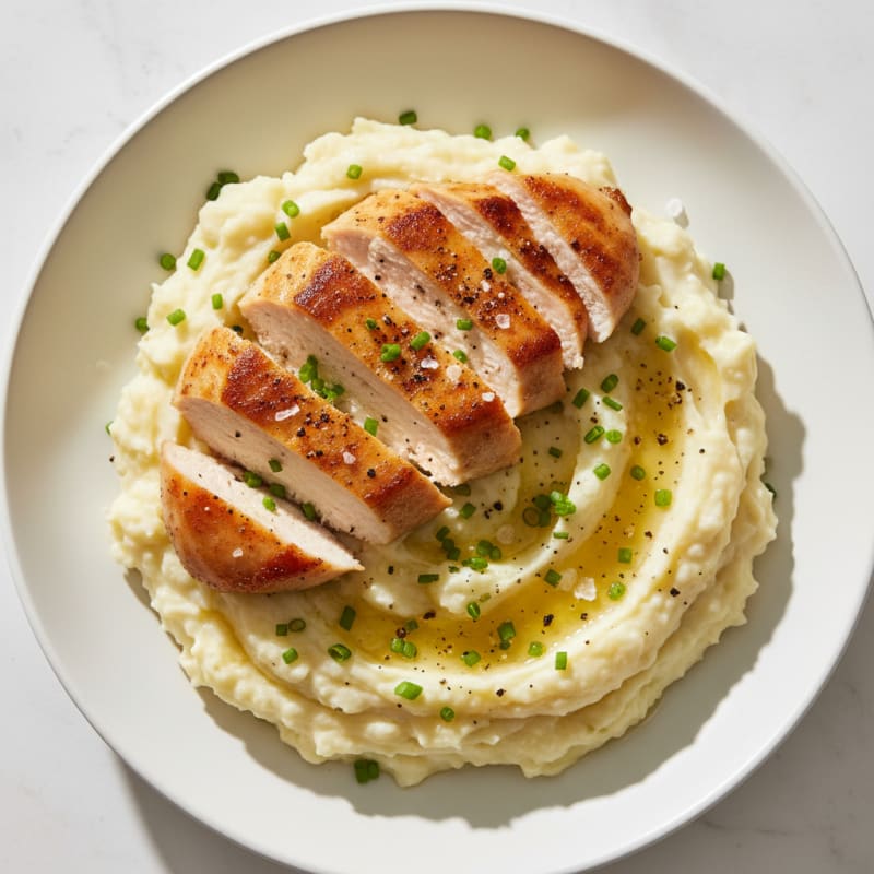 High-Protein Creamy Garlic Mashed Potatoes with Chicken