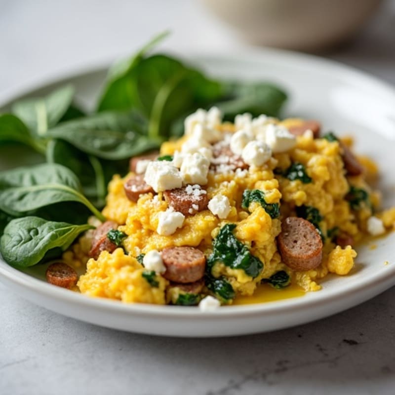 Egg White and Turkey Sausage Scramble with Spinach