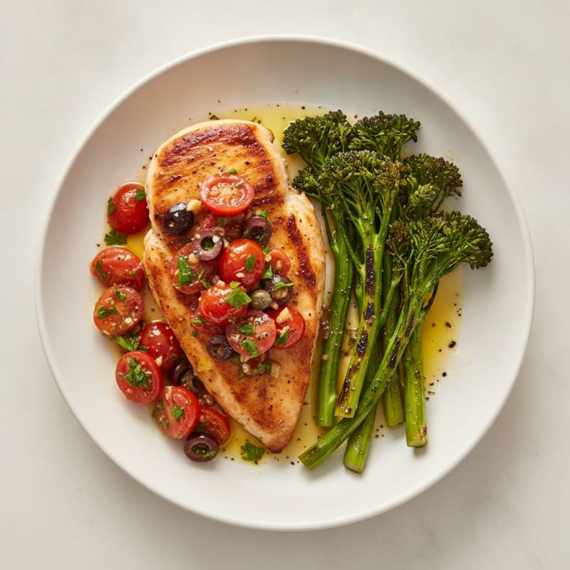 Pan-Seared Chicken with Olive-Tomato Relish