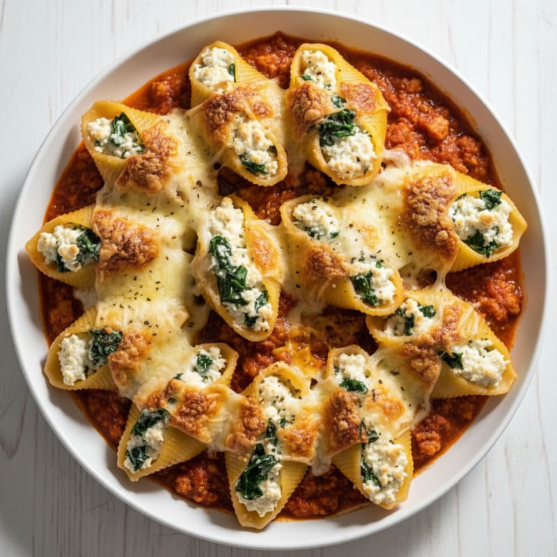 Spinach Ricotta Stuffed Shells with Marinara