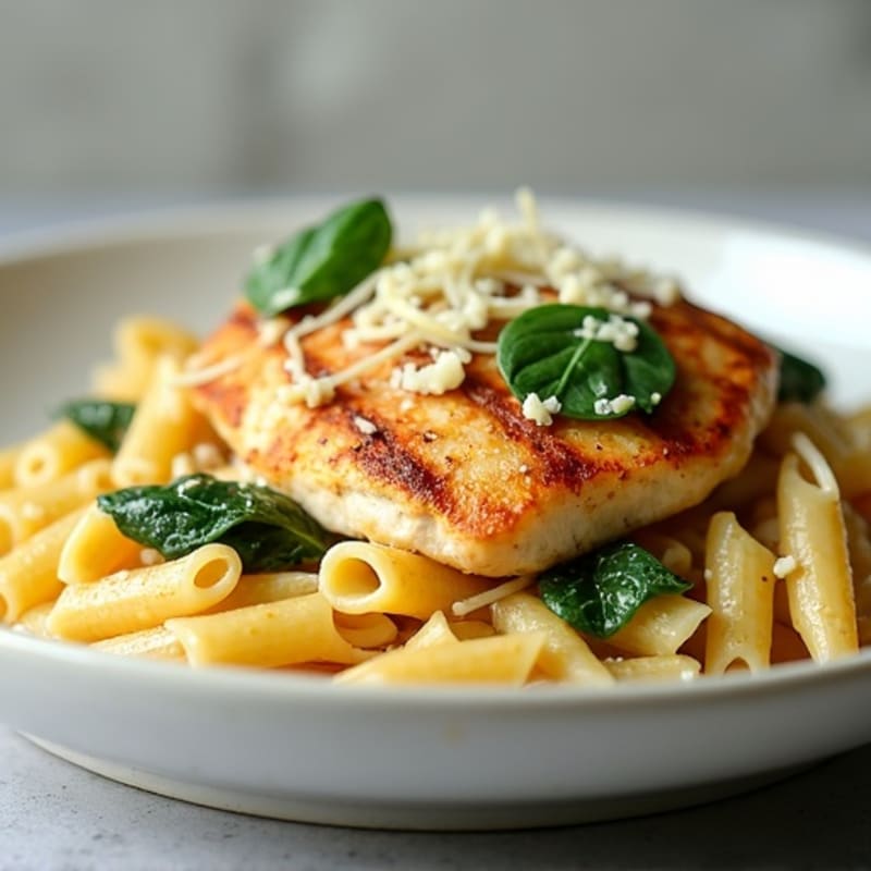 Healthy Creamy Garlic Parmesan Chicken Pasta