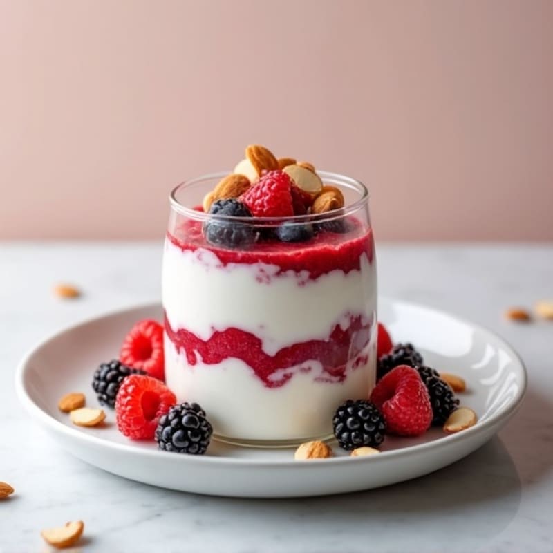 Greek Yogurt Protein Parfait with Mixed Berries and Almonds