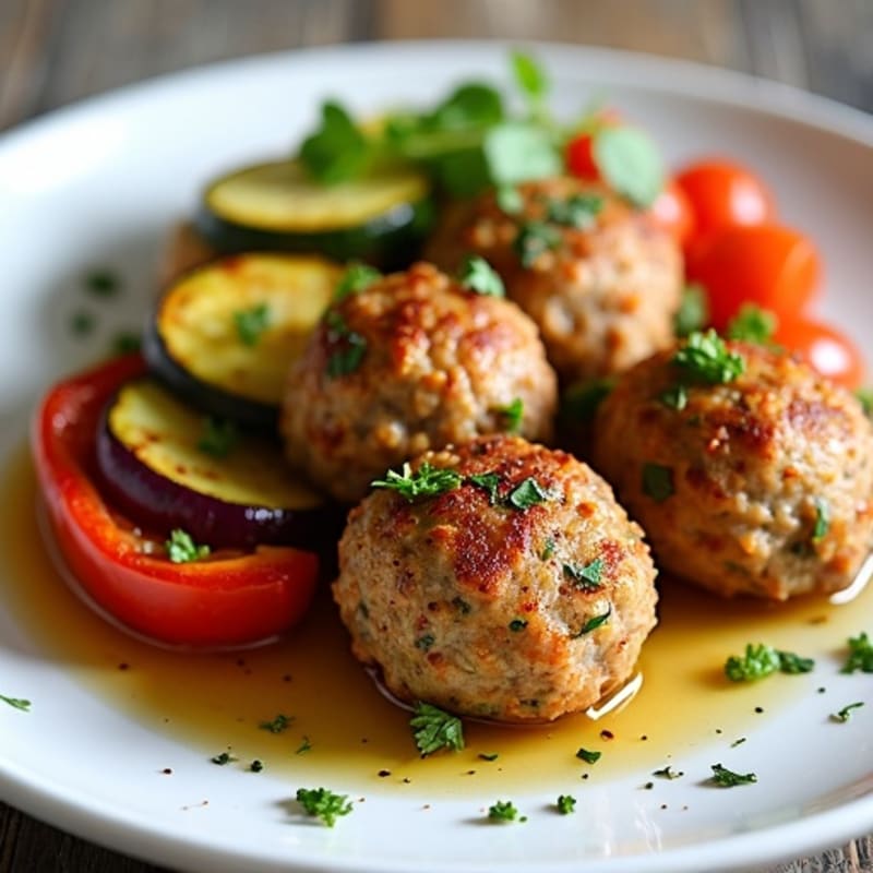 Herb-Seasoned Turkey Meatballs with Roasted Vegetables