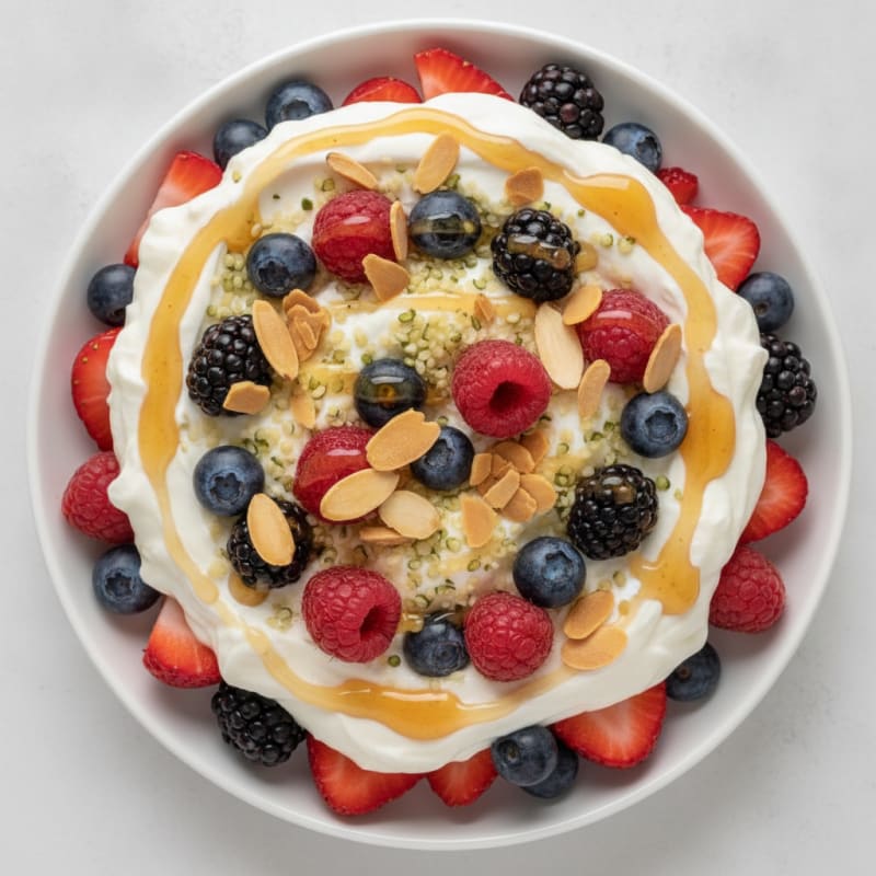 Greek Yogurt Protein Parfait with Mixed Berries