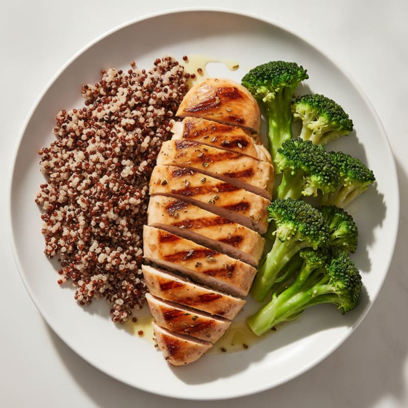 Grilled Chicken Breast with Quinoa and Steamed Broccoli