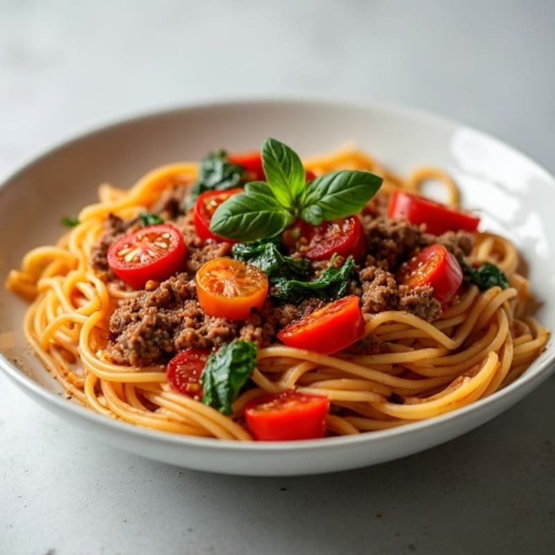 Lean Ground Beef Spaghetti with Veggie-Packed Tomato Sauce