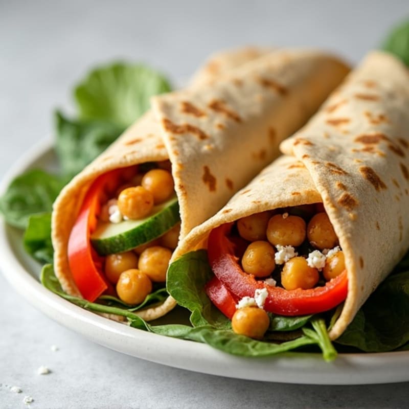 Crispy Roasted Chickpea and Fresh Veggie Hummus Wrap