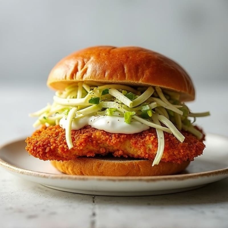 Crispy Baked Chicken Sandwich with Greek Yogurt Slaw