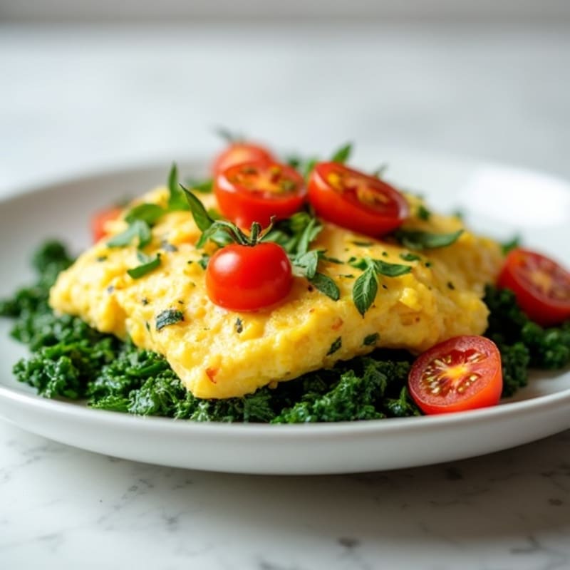 Egg White and Spinach Scramble with Cherry Tomatoes